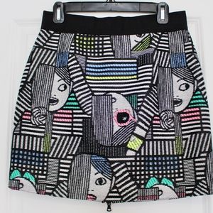 MILLY Couture Print Mini Skirt with Back Zipper